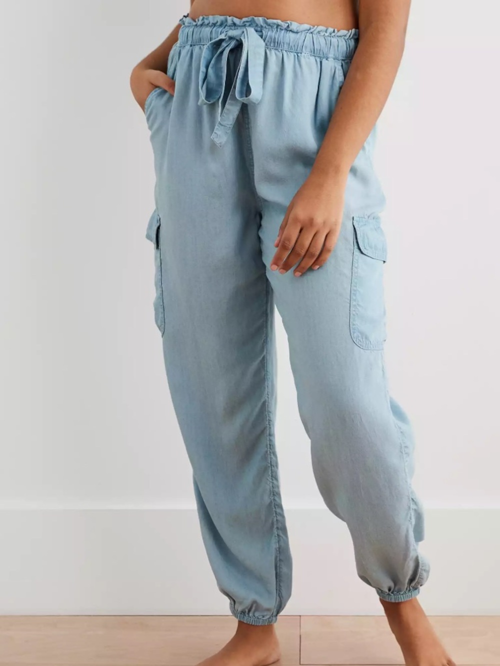 Aerie Light Blue Cargo Lightweight Baggy Joggers - Picture 1 of 6